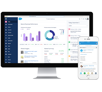 Screenshot of Financial Services Cloud Dashboard